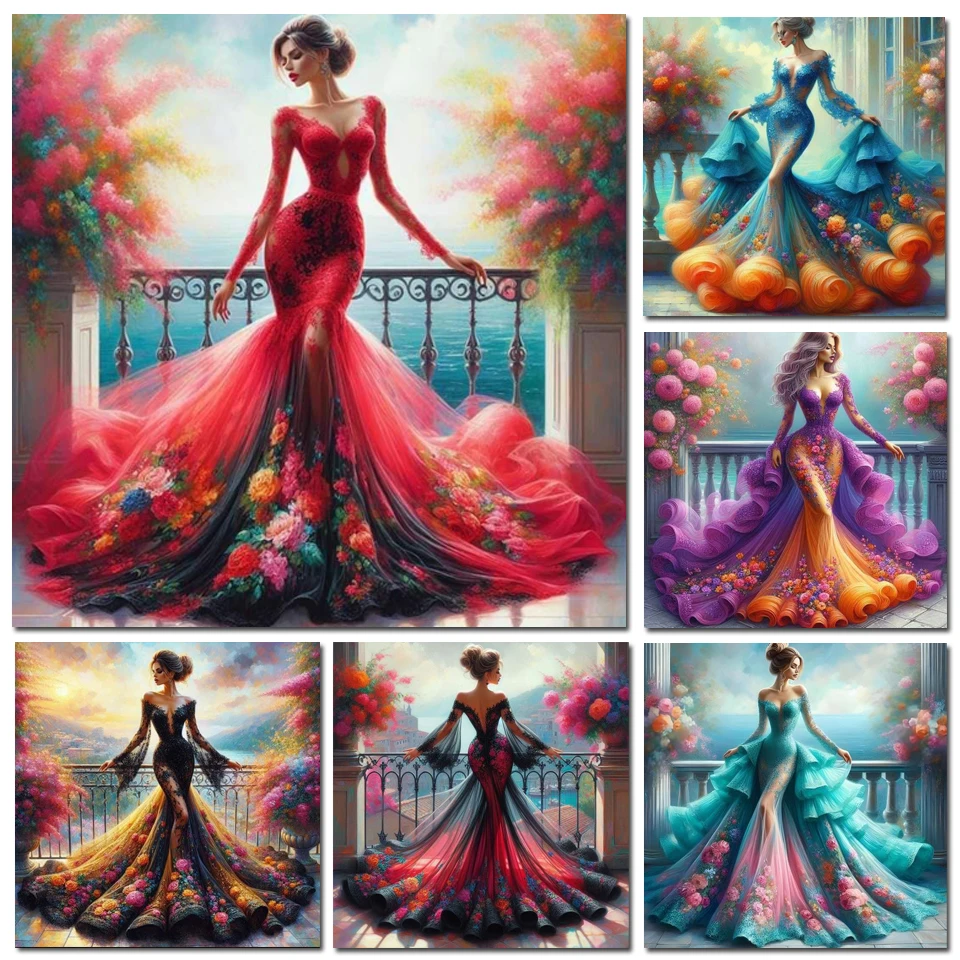 Photo Mosaic Print - DIY Obraz Diamentowy Kobieta w Pięknej