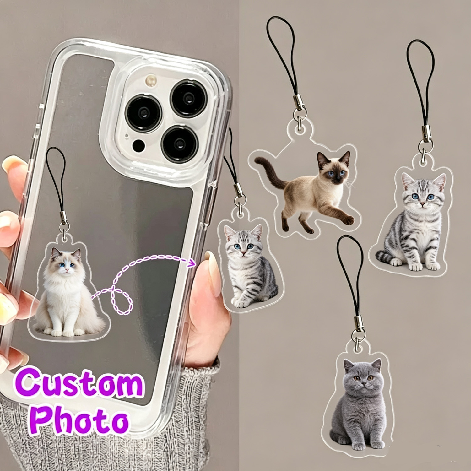 Pet Portrait Custom - Personalizowany brelok do telefonu z portretem